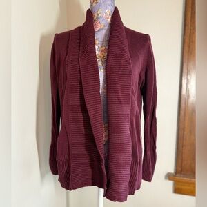 Ann Taylor Deep Red Open Front Cardigan